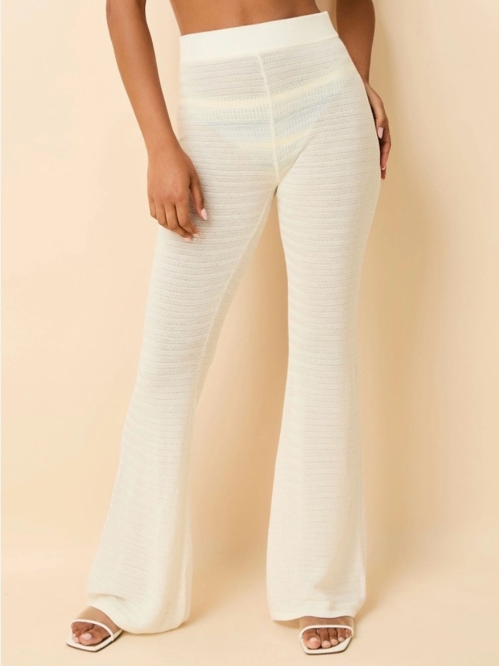 Solid & Striped - Faye Pant. Light Cream Knit Flare Pants